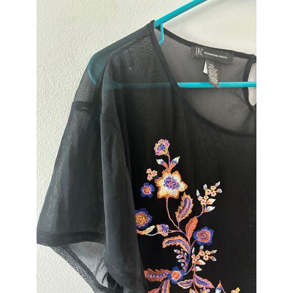INC International Concepts Womens Sheer Embroidered Top Size XXL Black Y2K Fairy - Picture 6 of 7